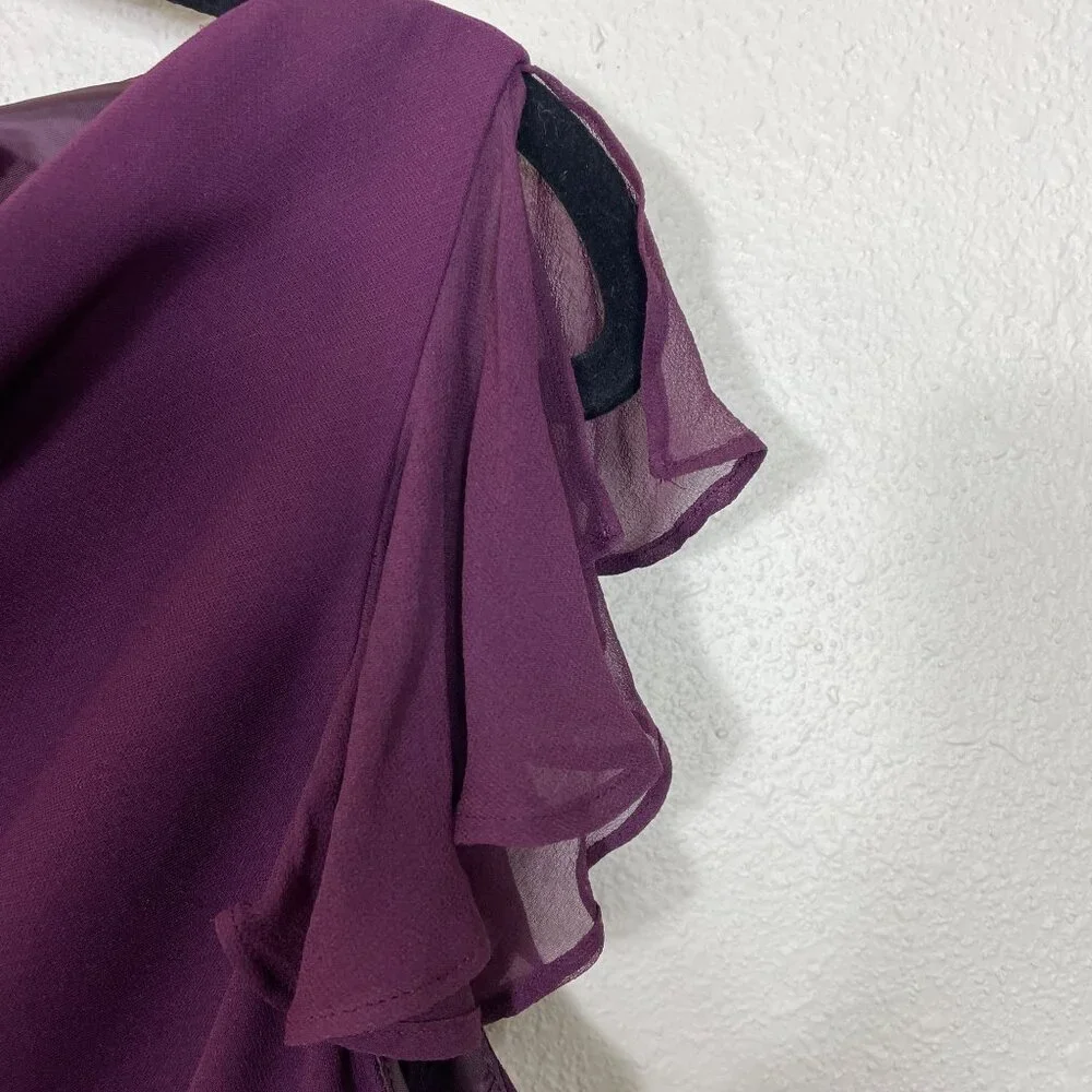 Jones Wear Dress 16 Plum Cowl Neck 90s Y2K Tiered Fairy Whimsi Gown - Picture 8 of 10